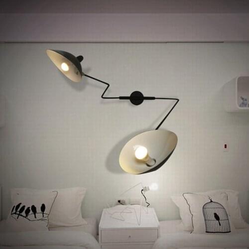 SGROW Two Heads LED Wall Light Serge Mouille Design Wall Sconce Loft Industrial Wall Lamp for Aisle Bar Bedroom Living Room