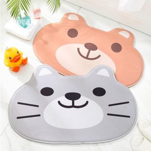 Cute Bath Mat Polyester Bathroom Mat Soft Breathable Absorbent Non-slip Bath Rug