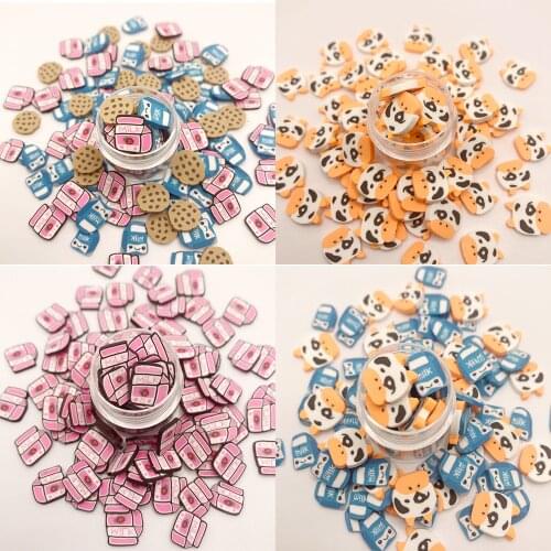 100g Mixed Cartoon Milk Bottle Cookies Cows Slices Polymer Clay Soft Pottery Sprinkles For DIY Craft Slimes Filling Accessories
