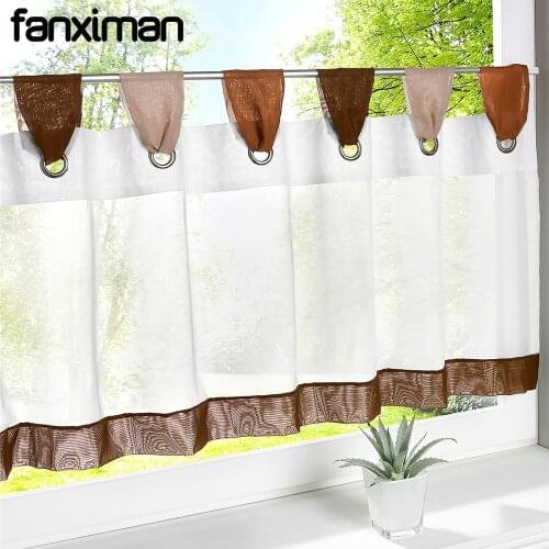 Sheer Curtains for the kitchen Small Short Kitchen Curtains Pastoral Sheers Window Blinds Solid Color Various Sizes Tab Top 1 PC
