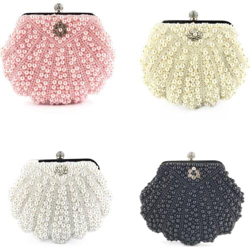 Pearl Bag Mini Women Handbag Evening Cool Elegant Shining Handbag Rhinestone Dinner Tote Pink/Black/White Fashion Evening Bags