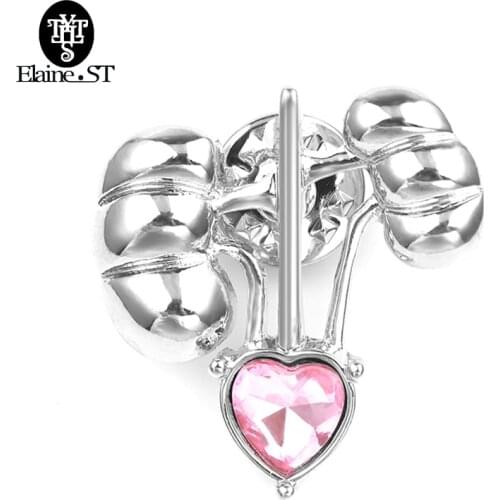Pink Crystal Heart Pin Lapel Brooches Badge Kidney Shape Brooches Pins Medical Jewelry For Doctors Pins