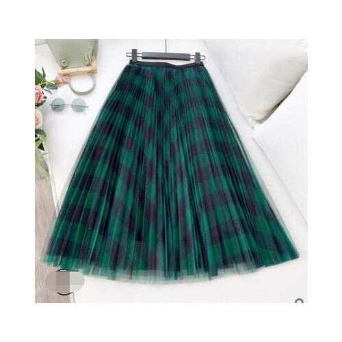30pcs/lot prarie chic style woman lace skirt female mesh plaid summer skirt female patchwork skirt