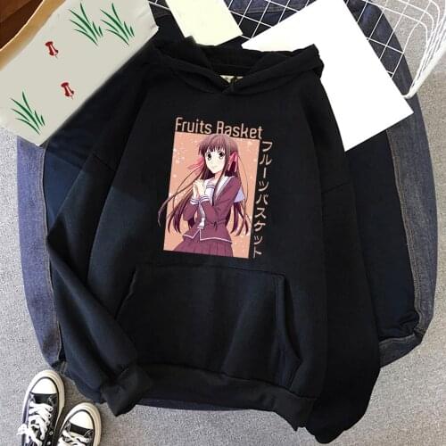 Anime T-shirtFruits Basket Print Hoodies Women Hip Hop Winter Unisex Sweatshirts Harajuku Tops Harajuku Cute Anime Honda Tohru