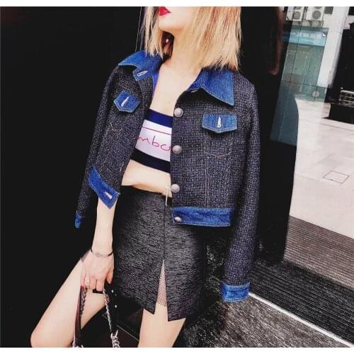 Female Streetwear Loose Tweed Warm Outwear Windbreaker Autumn Winter Vintage Tweed Jackets Women Short denim jacket Coats