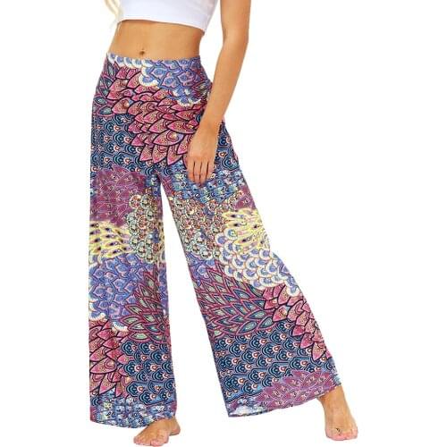 Womens Harem Yoga Pants Boho Loose Wide Leg Beach Gym Bohemian Hippie Pants