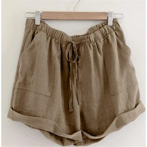 Women Shorts Summer Casual Solid Cotton Linen Shorts High Waist Loose Shorts For Girls Soft Cool Female Short S-5xl