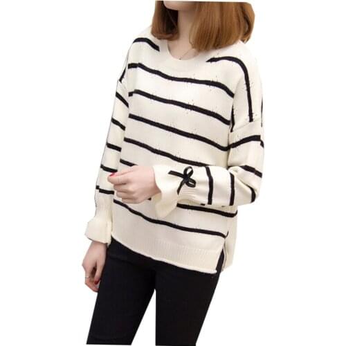 2021 Sweater Women Casual Spring And Autumn Korean Striped Round Neck Loose Knit womens Sweaters And Pullovers Vestidos LXJ487