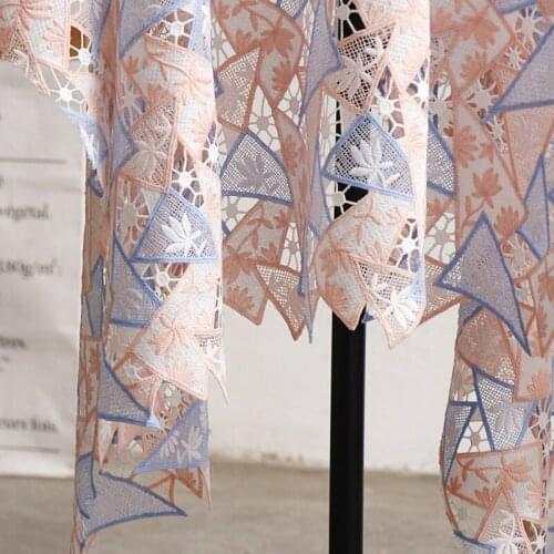 0.5M 130cm wide Embroidered mixed color violet lace fabric cloth cheongsam dress bag skirt blouse coat clothing fabric SC565