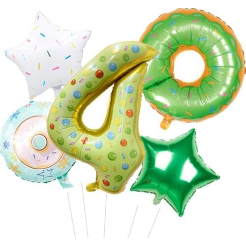 1 Set 32-inch Ice Cream Digital Aluminum Foil Balloon Donut Candy Color Bars Birthday Party Decoration Helium Globos Baby Shower
