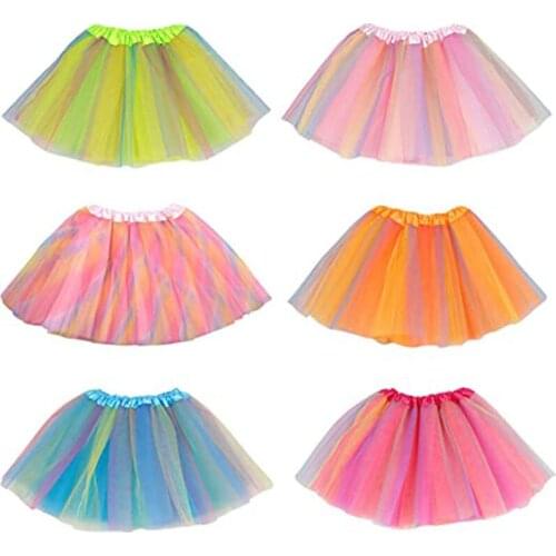 10pcs Children Dance Party Performance Net Yarn Multicolor Ballet Tutu Skirt Halloween Princess Fairy Cosplay Costume Decoration