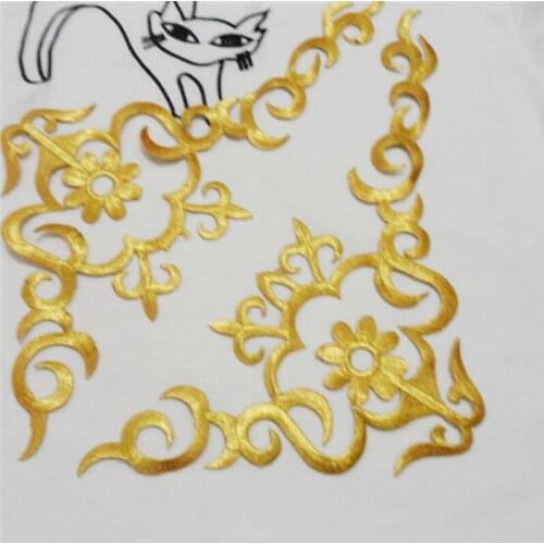 10Pcs Gold 33X 16cm Baroque Garments Lace Applique Flower Floral Motif Venise Venice Lace Applique DIY Accessory BD0121