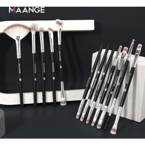 12 PCS/set Face Makeup Brush Nylon Hair Wooden Handle Eye Shadow Brush Eyebrow Brush Eyelash Brush Makeup Tools