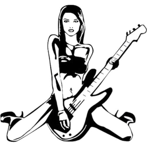 15.9CM*14.9CM Sexy Girl Guitar Music Cool Rock Vinyl High Quality Car Sticker