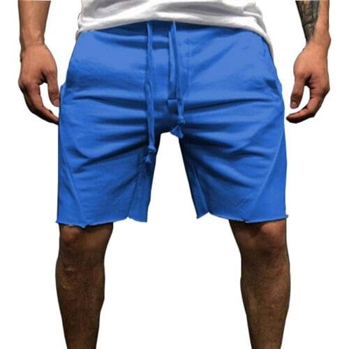 2021 Summer Fashion New Solid Color Sports Shorts Knee Length Men Drawstring Side Pockets Training Shorts Sweatpants Plus Size