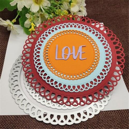 4pc Round lace frame Metal Cutting die keychain shaker Heart Paper Key Chain Scrapbook Paper Craft Card Punch Art Knife Cutter