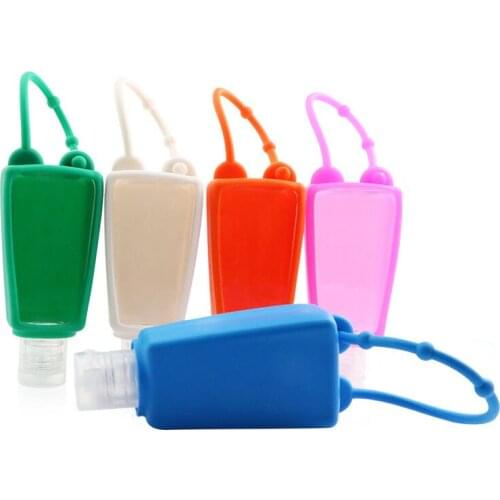 5pcs 30ml Mini Cute Lanyard Type Empty Bottle Portable Traveling Refillable Bottle Silicone Hand Sanitizer Perfume Holder