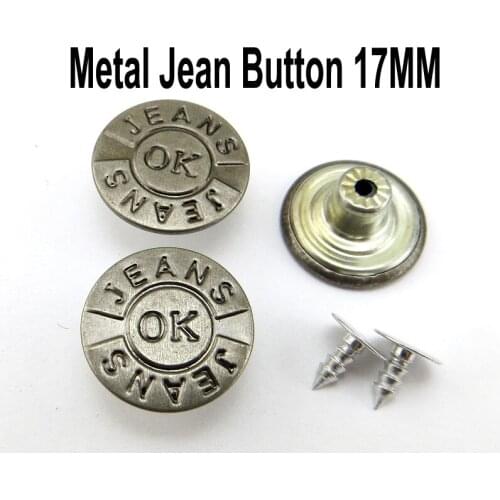 50PCS 17MM Gun Black Letter Metal Jeans Button Fits Round Trousers Buttons Decorative Clothes Accessory JMB-380