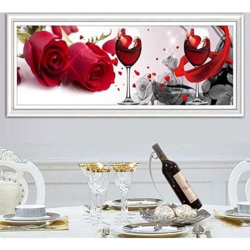 FULL DIY 5D Diamond Painting Cross Stitch Mosaic diamond embroidery Needlework Rhinestone Home decor Rose wine glass restaurant