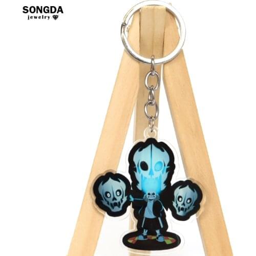 Anime Undertale Sans Otaku Keychain Cartoon Skull Papyrus Ootopus Music Alphys Acrylic Pendant Jewelry Trinket Car Key Ring Gift