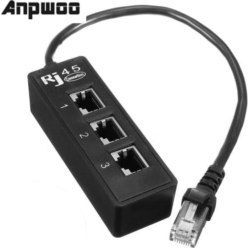 ANPWOO RJ45 Male to 3 RJ45 Female Port Network Extender Cable Splitter LAN Ethernet