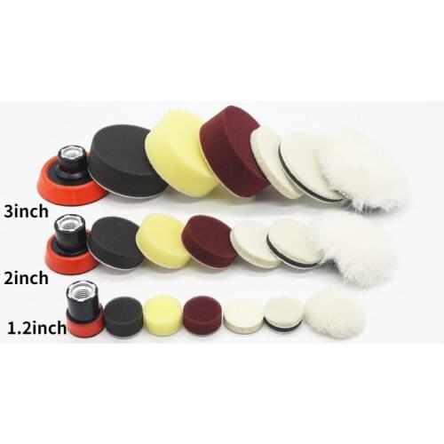 7Pcs/set 1.2/2/3Inch Car Polishing Disc Self-Adhesive Buffing Waxing Sponge Wool Wheel Polishing Pad Polisher Drill Adapter