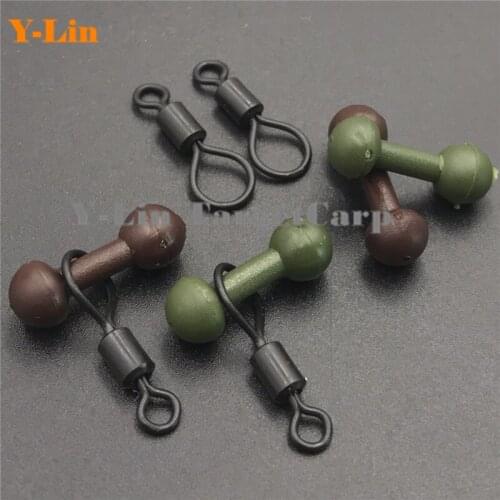 Carp Fishing 10pcs Heli Chod Beads With 10pcs UK 8# Ring Swivels Rubber Beads With Quick Change Swivels