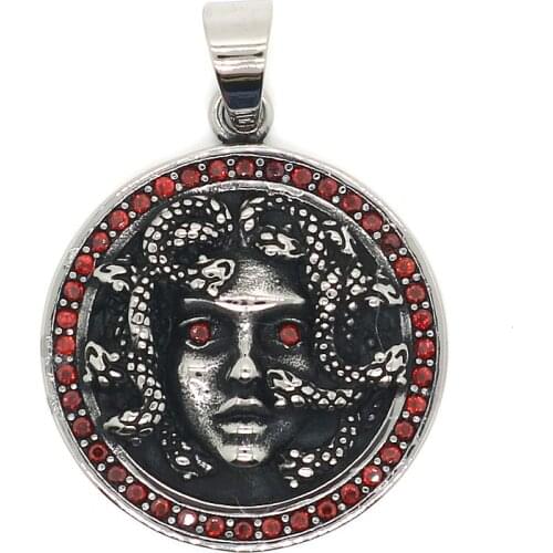 Unisex 316L Stainless Steel Medusa Stone Pendant Chain