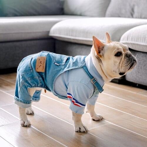 Denim Dog Coat Autumn Pets Dogs Clothing Fat Dog Clothes Fashion Pet Clothes French Bulldog Puppy Costume Pug Dogs Jacket