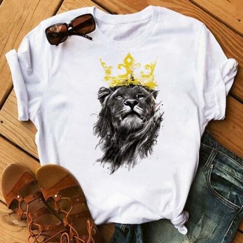ZOGANK Cartoon Lion Graphic Printed T Shirt Fashion Round Neck Woman Clothes New Summer Women Tops Girls Short Sleeve Tshirts