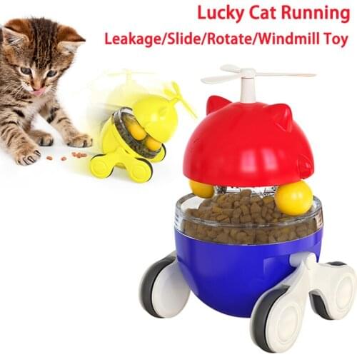 Interactive Toys for Cats Windmill Balance Car Cat Chasing Toy With Catnip Rotate Leaky ball Funny Cats Puzzle Training Toy pets