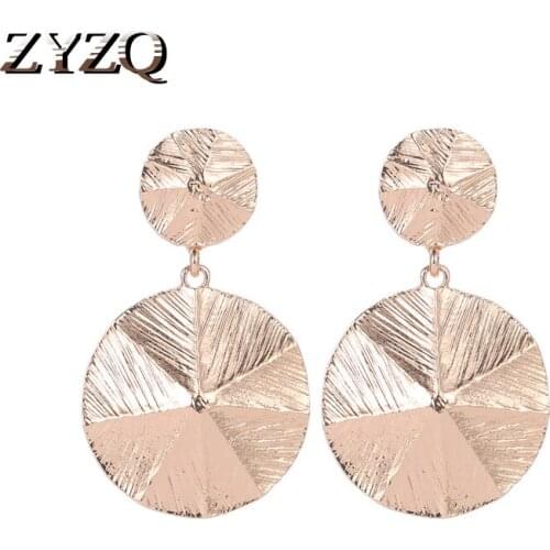ZYZQ Exquisite Trendy Earrings With Round Pendant New Fashion Geometric Punk Style Women Accessories Wholesale Lots&Bulk Hot