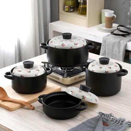 Casserole stew soup household high temperature Japanese style hand-painted cherry ceramic rice earthenware cooking pot stewpan