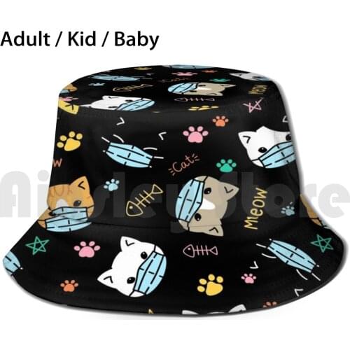 Kawaii Cat Quarantine Sun Hat Foldable UV Protection Cat Kitty Kitty Kitty Reusable Cat Reusable Cat For Mouth Cat