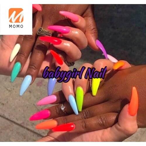 European and American Fluorescent Color Jump Color Rainbow Nail Tip Finished Product Handmade Custom Wear Armor