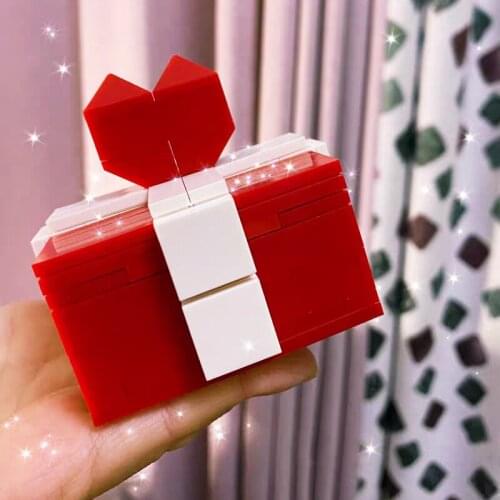 Ring Box MOC Building Blocks Model Toys Red White DIY Jewelry Box Bricks Creative DIY Wedding Gifts For Boys & Girls Funny Toy