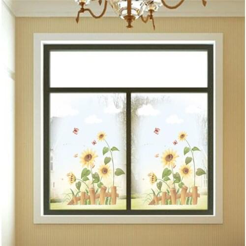 Beautiful SunFlower Butterfly Wall Stickers For Living Room Bedroom Home Decoration Diy Plant Mural Art Window Decals Pvc Poster