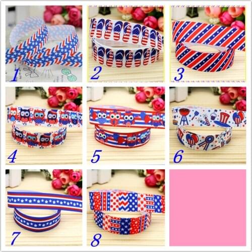 7/8'' Free shipping love owl 4th of july printed grosgrain ribbon hairbow headwear party decoration diy wholesale OEM 22mm D288