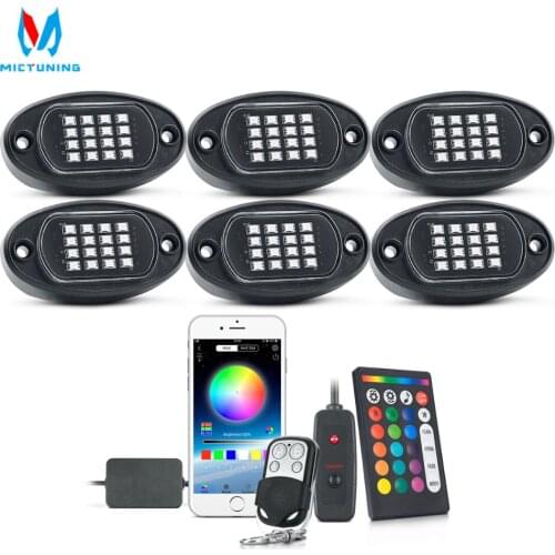 MICTUNING 6 Pods RGB LED Rock Lights 96 LEDs Music Multicolor Neon Underglow Waterproof Lighting Kit for Cars Off Road SUV ATV