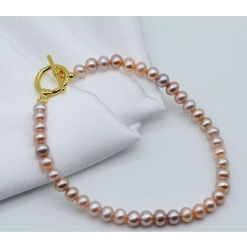 Lovely pearl bracelet, AAAA natural purple freshwater pearl, 5mm diameter small pearl, girl bracelet