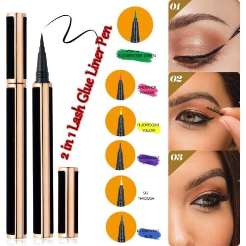 Upgraded Self-adhesive Eyeliner 2in1 Eye Liner Pen Glue-free Magnetic-free Diamond Bling Glitter Liquid Eyeliner Eye Makeup Tool
