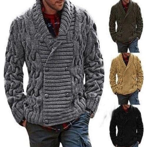 Mens Cardigan Knitted Sweater Turtleneck Regular Sweater Lapel Men Winter Brand Mens Extra Wool Cardigan