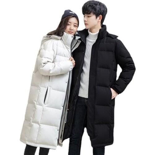 2022 Winter Mens Down Jacket Hooded Fashion Long Down Coat Men Couple down jacket men women white duck down jacket Long Parka