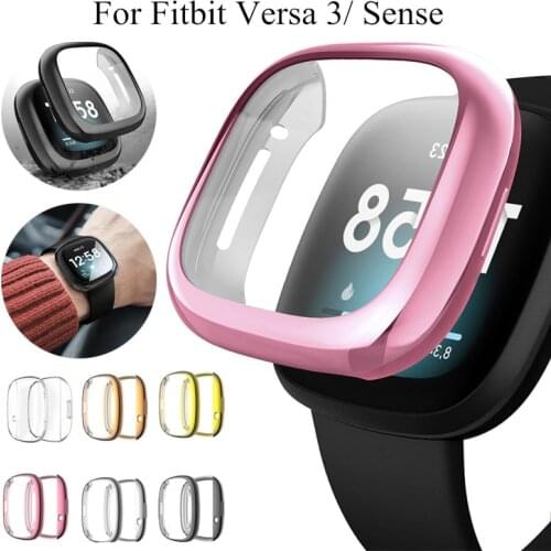 Soft Tpu Case for Fitbit Versa 3 Band Waterproof Watch Shell Cover Screen Protector for Fitbit Versa