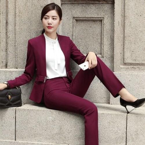 Office Uniform Formal Blazer Set Elegant Suits Female Business Work Pantsuits Women 2 Piece Sets Autumn Winter Plus Size 2020 XL