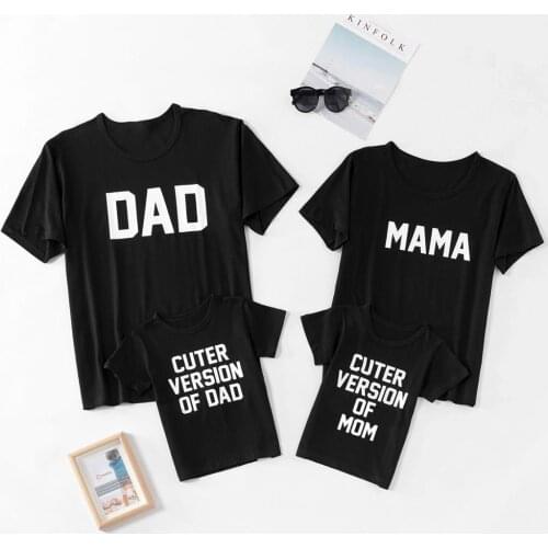 PatPat 2020 New Summer Letter Printed Family Matching Short-sleeve Black T-shirts Matching Outfits Family Look Tops