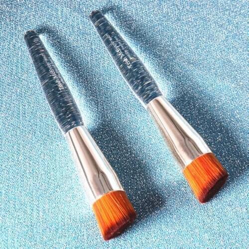 Transparent Deluxe TME Wet/ Dry Face Foundation Brush Angled Flat Precise Liquid Foundation Makeup Brush