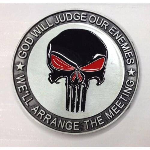 The Skull belt buckle, God will judge our enemies brand new condition with continous stock