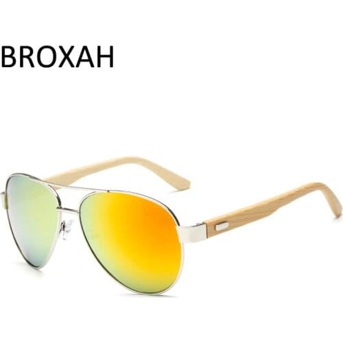 Retro Bamboo Sunglasses Men Brand Designer Driving Glasses Wooden Frame Pilot Sunglasses for Women