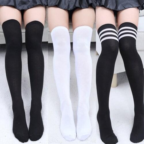 Sexy Black White Striped Long Socks Women Thigh High Over The Knee Stockings Lady Girls Style Warm Socks Female 25 Types